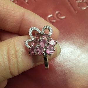 9.25 Sterling Pink Stone Sparkling Party Ring